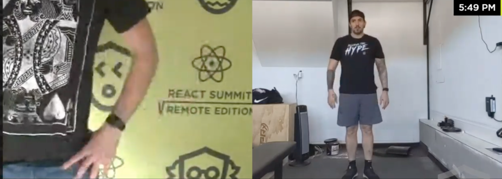 The host working out in the React Summit