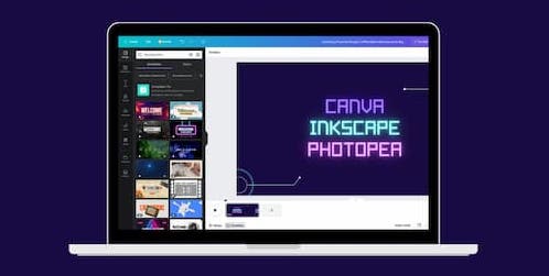 A notebook showcasing Canva, Photopea and Inkscape