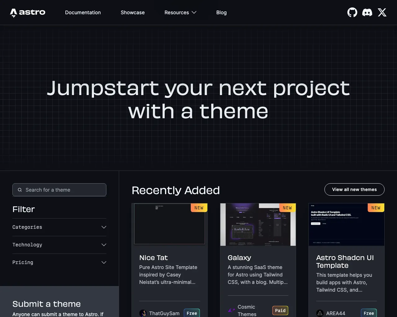 Astro's official theme website