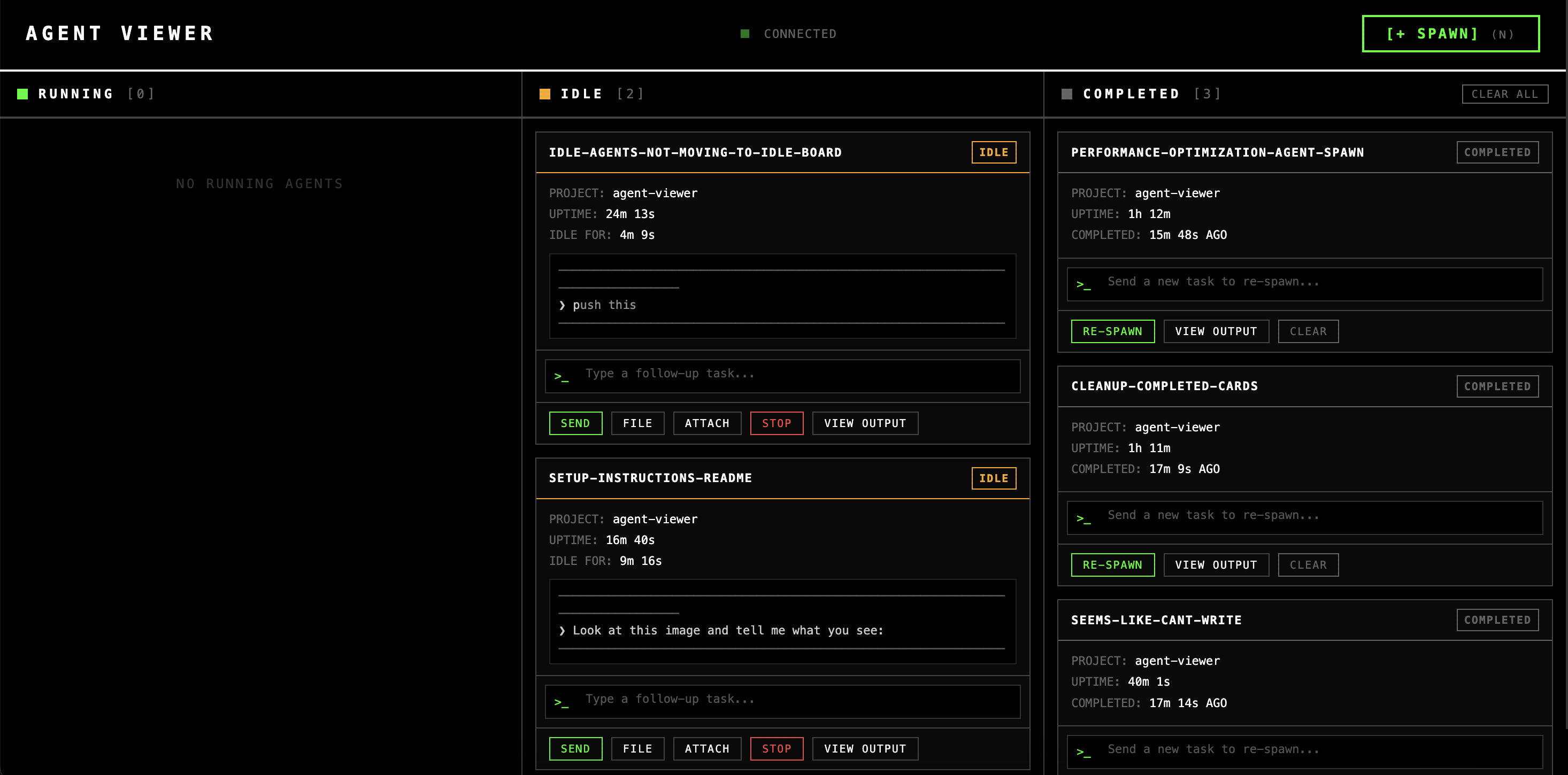 agent-viewer Kanban on tmux