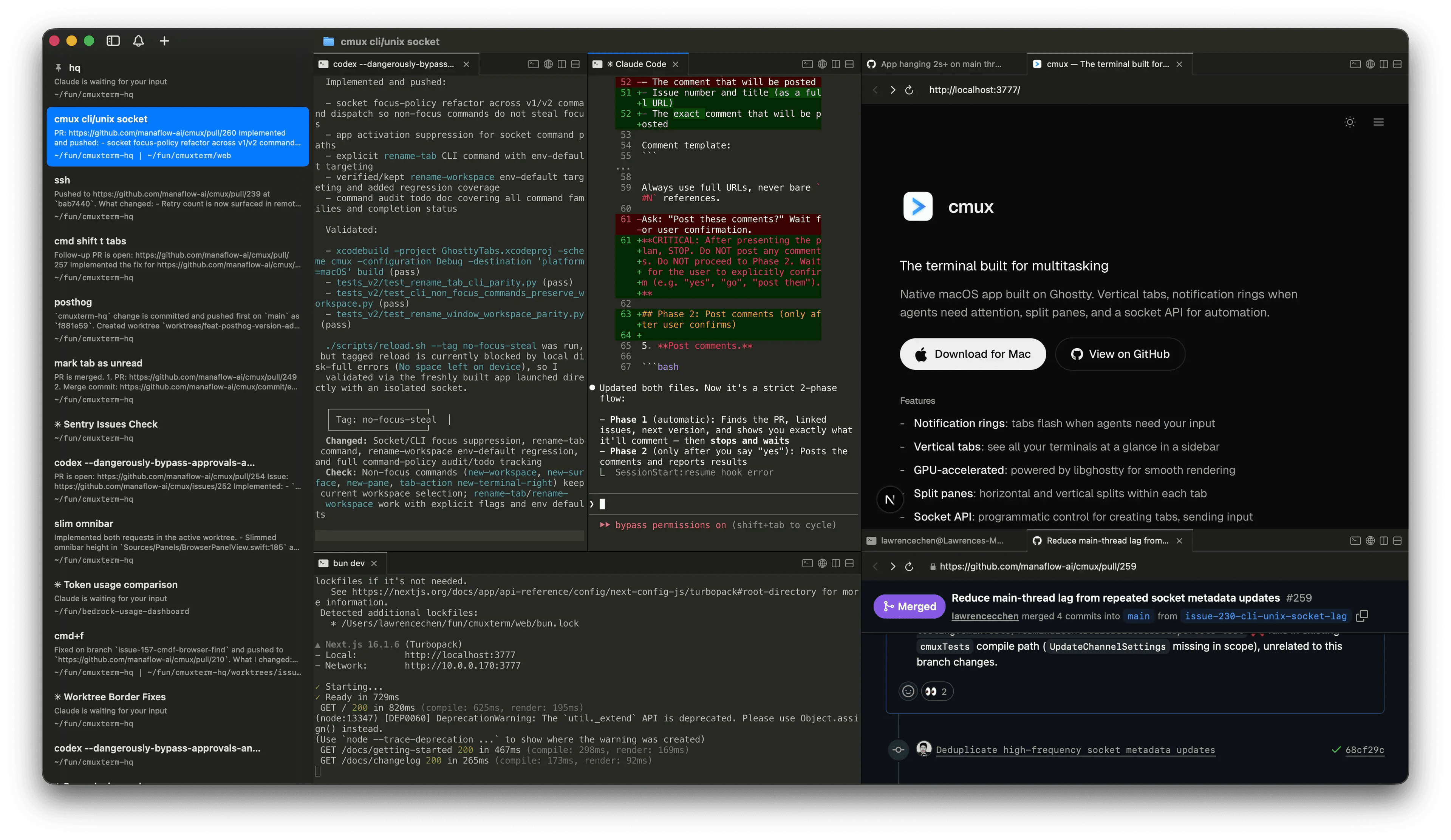 cmux terminal multi-agent landing screenshot