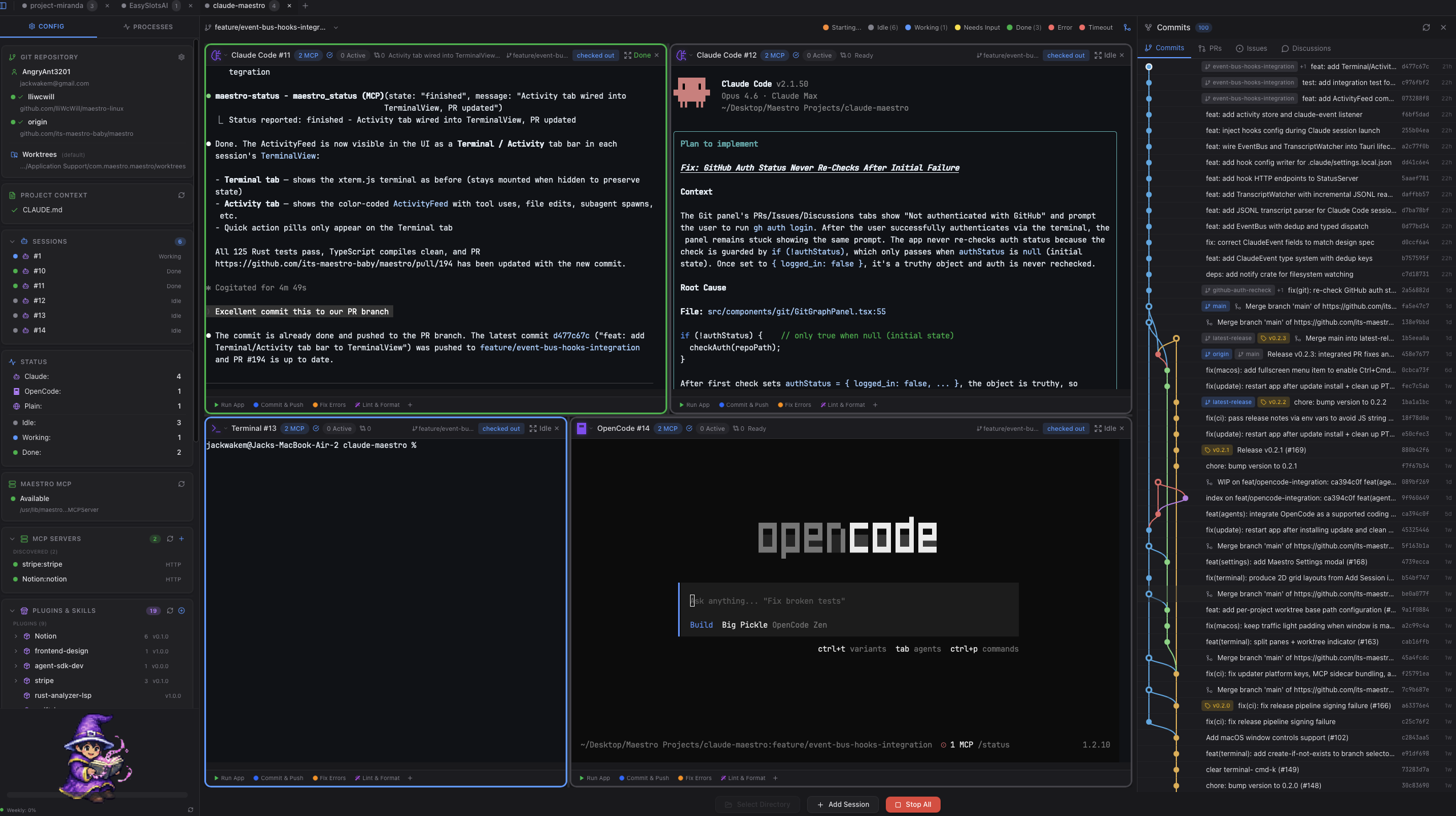 Maestro platform screenshot showing agent orchestration cockpit