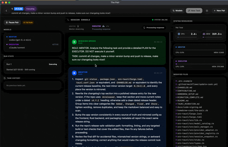 The Pair dual-agent workflow in animated action